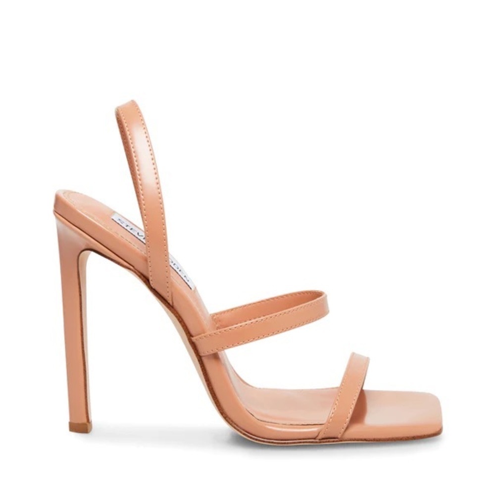 Steve Madden Squared Toe Nude Sandal Heel (Never Worn)